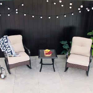 Anna 3-piece Iron patio Conversation Set with Beige Cushions