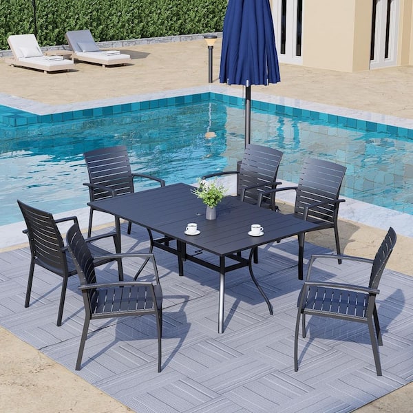 Anmutig 7-Piece Metal Rectangular Patio Outdoor Dining Set