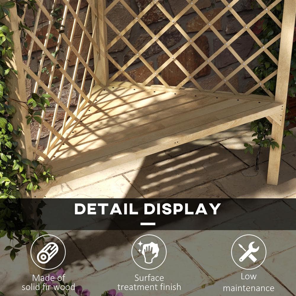 Natural Fir Wood Corner Trellis Garden Bench with Slatted Seat