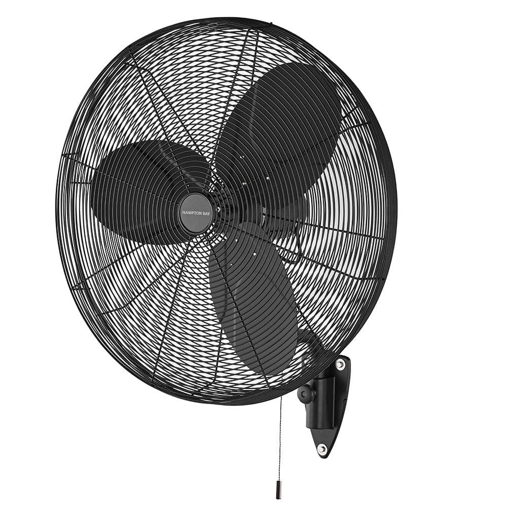 Hampton Bay 30 in. 3-Speed High Velocity Black Wall Mount Fan with 3 Blades