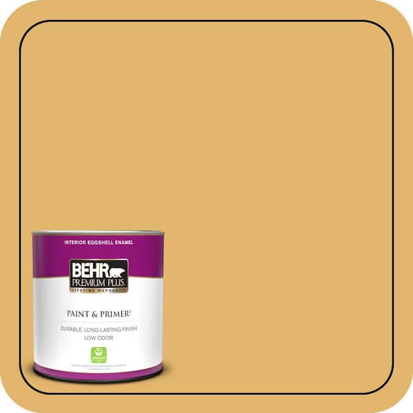 BEHR PREMIUM PLUS 1 qt. #M290-5 English Custard Eggshell Enamel Low Odor Interior Paint & Primer