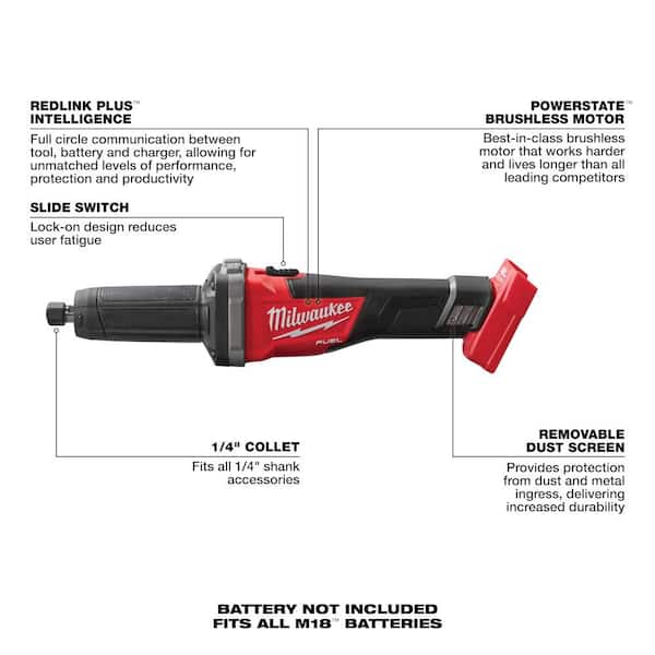 Milwaukee - M18 FUEL 18V Lithium-Ion Brushless Cordless 1/4 in. Die Grinder (Tool-Only)