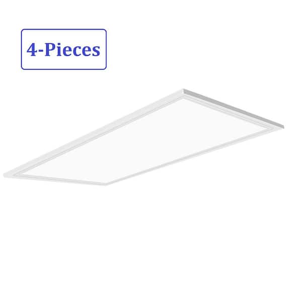 2X4 LED Flat Panel Light,4 Pack,75Watt,0-10V Dimmable,7800 Lumens,5000K  Daylight White Color, Drop Ceiling Flat LED Light Panel,Recessed Edge-Lit
