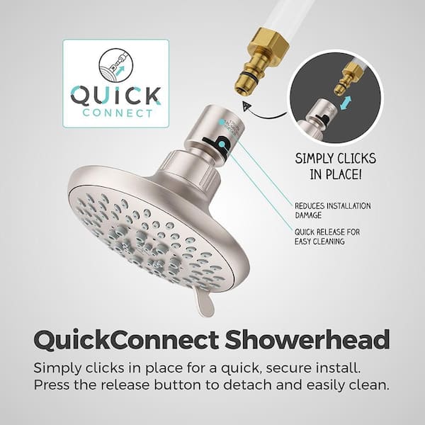 Universal 5-Spray Patterns with 1.75 GPM 4.8 in. Wall Mount Fixed Shower Head in Spot Defense Brushed Nickel