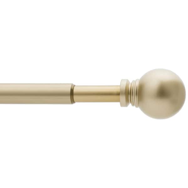 StyleWell 28 in. - 48 in. Telescoping 5/8 in. Single Curtain Rod Kit in Champagne Gold with Ball Finials