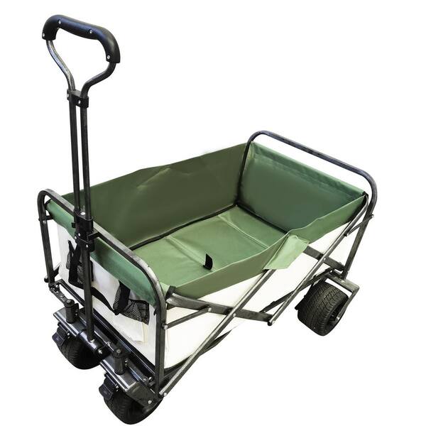 Angel Sar 5 cu. ft. Fabric Folding Wagon Green Garden Cart GCRHD00041