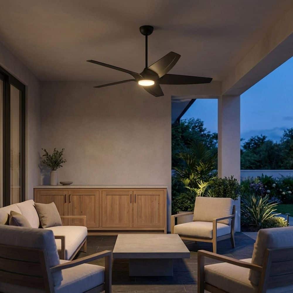 Dellwood Coastal 56 in. Matte White Downrod Mount Smart LED Modern Indoor/Outdoor Ceiling Fan with Remote Included price history on PriceWatchPro