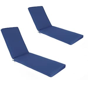 2-Piece Outdoor Patio Chaise Lounge Chair Cushion Replacement Seat Cushion, Navy Blue