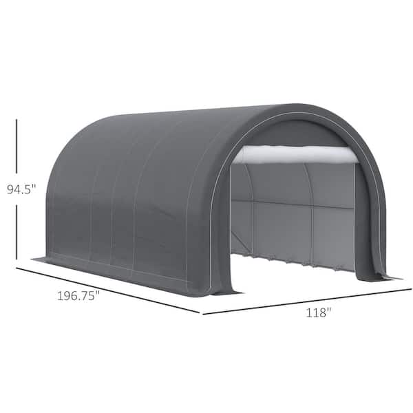 10 ft. W x 16 ft. D x 7.9 ft. H Grey Roof Metal Carport