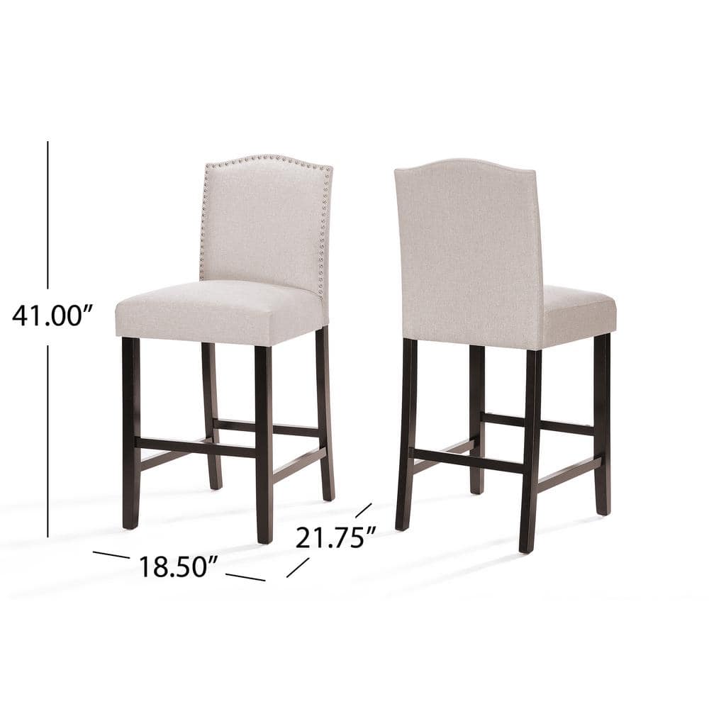 Wheat and Walnut Extra Tall Upholstered Counter Stools, Set of 2