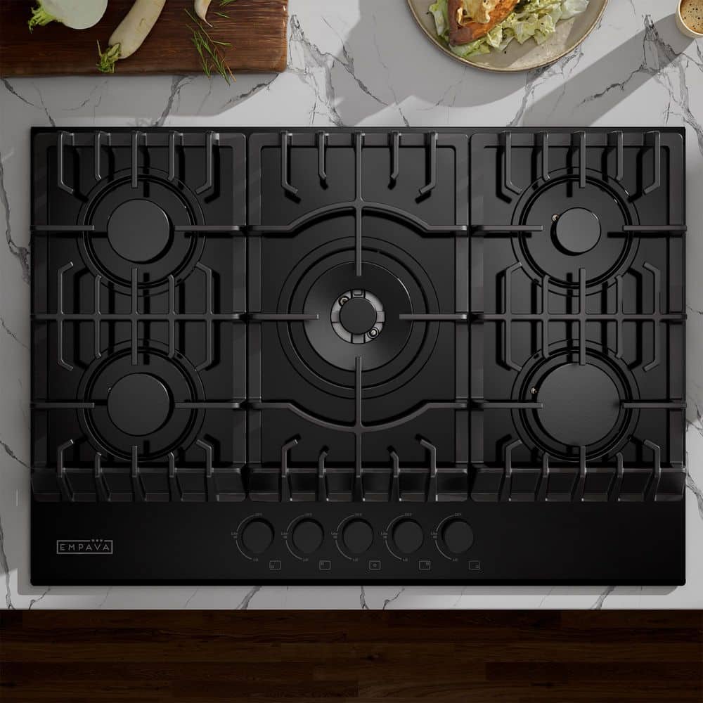 Built-in 30 in. Gas Cooktop Gas Stove in Black 5 Sealed Burners