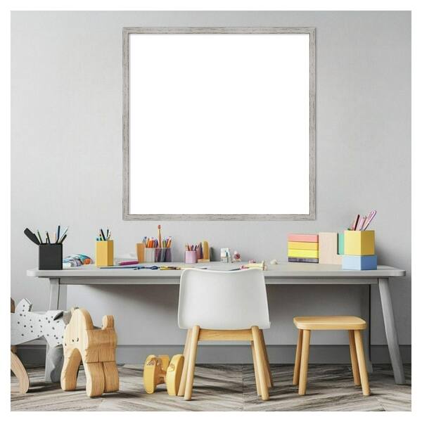 Amanti Art Shiplap White Narrow 25 in. x 25 in. Wood Framed Dry