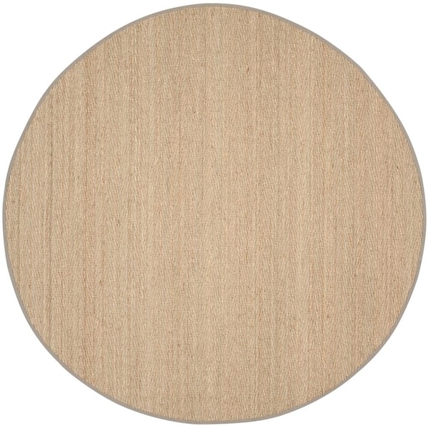 SAFAVIEH Natural Fiber Beige/Gray 8 ft. x 8 ft. Round Border Area Rug