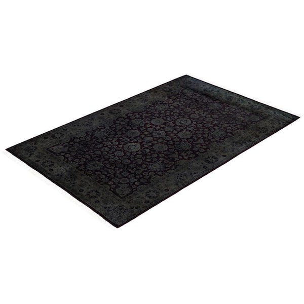 Overdyed Gray 4 x 6 Solid Wool Indoor Area Rug