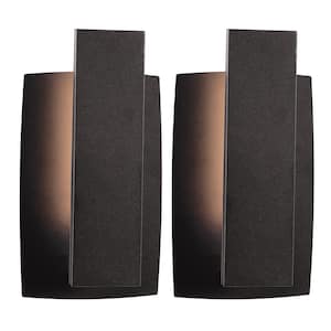 8.9 in. Bronze  LED Outdoor Hardwired Wall Lantern Sconce Integrated LED (2-Pack）