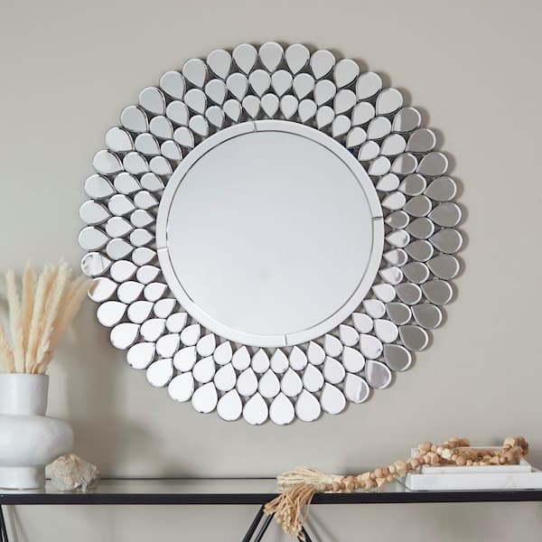 Sunburst Mirror Sun Mirror Wall Decor, 24 Inches Decorative Wall Mirror  Wall-Mounted Mirrors Frameless Room Mirror Decor Wall Mirrors Round Mirror  for