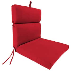 Sunbrella 22" x 44" Jockey Red Solid Rectangular French Edge Outdoor Chair Cushion