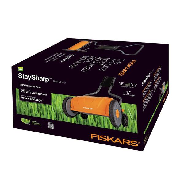 fiskars 17 inch staysharp push reel lawn mower