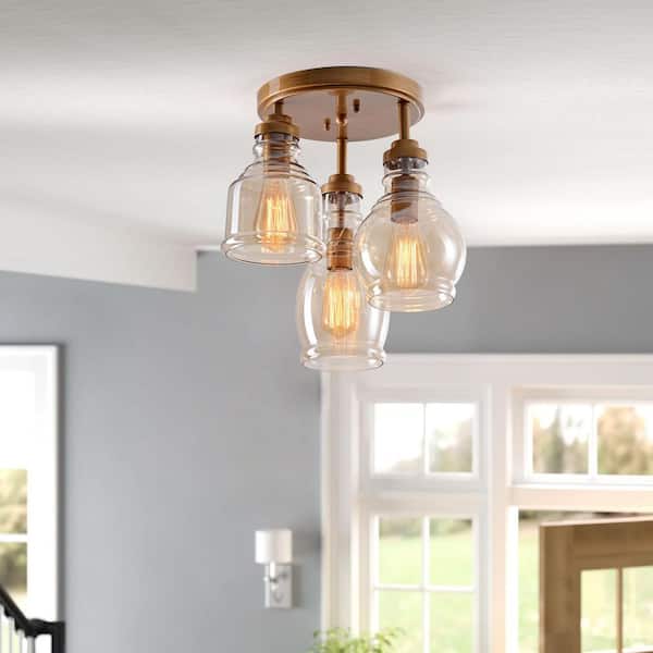 Jojospring Mavis 13.8 in. in Diameter 3-Light Brushed Brass