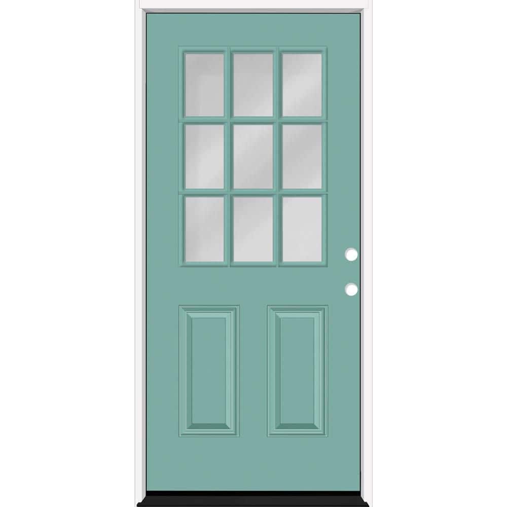 Reliant 36 in. x 80 in. 2P HalfLite 9L SDL Clear Glass LHIS Quarry Finish Fiberglass Prehung Front Door w/4-9/16 Jamb price history on PriceWatchPro