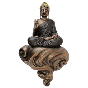 22 in. x 12.5 in. Enlightened Buddha on a Cloud Floating Wall Sculpture
