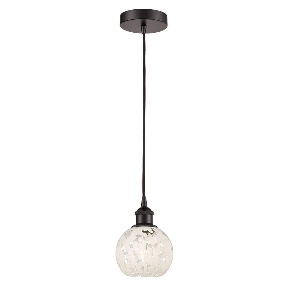 White Mouchette 100-Watt 1-Light Oil Rubbed Bronze Standard Mini Pendant Light with Painted Glass Shade price history on PriceWatchPro