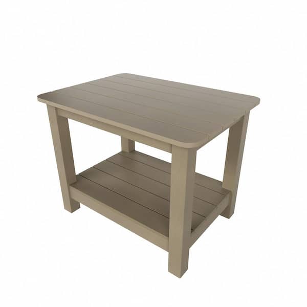 WESTIN OUTDOOR Vineyard Taupe Rectangular Plastic Outdoor Double Layer Adirondack Patio Side Table