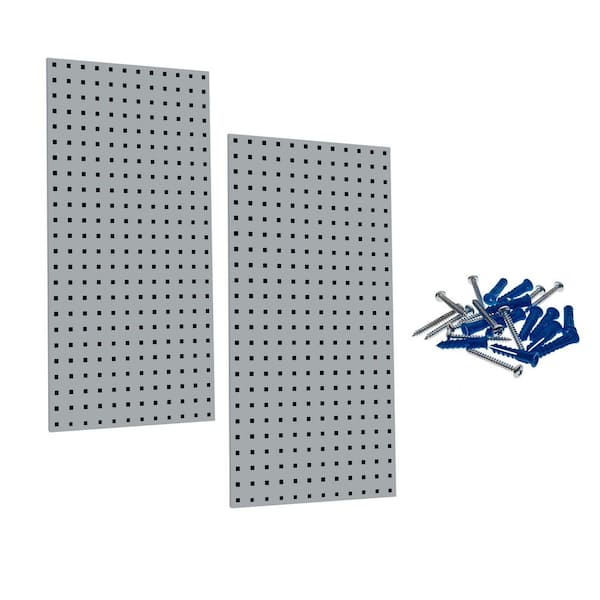 Triton Products (2) 18 in. W x 36 in. H x 9/16 in. D Gray Epoxy, 18-Gauge Steel Square Hole Pegboards