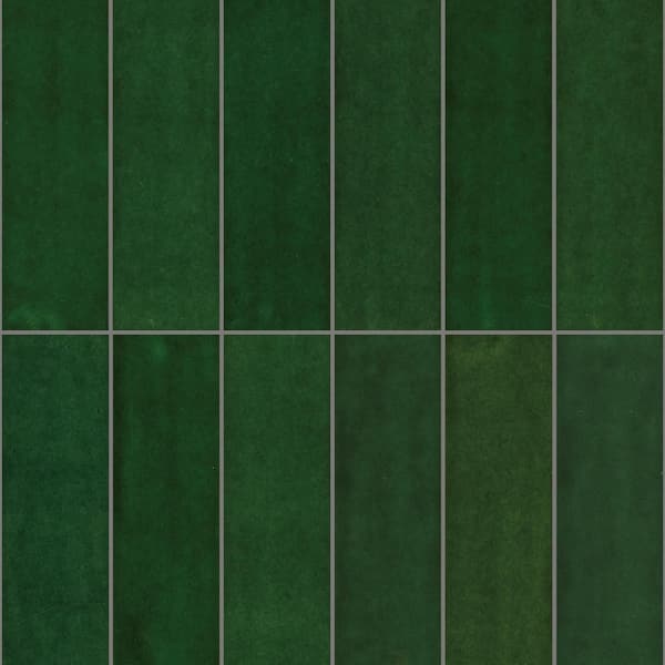 Radiance Green Goddess Glossy Glazed Ceramic Wall Tile, 2.5 in. x 8 in. (10.76 sq. ft./case)