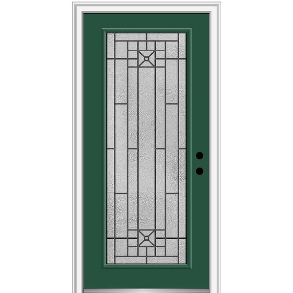 MMI Door 36 in. x 80 in. Courtyard Left-Hand Full Lite Decorative Painted Fiberglass Smooth Prehung Front Door, 6-9/16 in. Frame