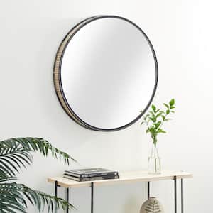 32 in. x 32 in. Round Framed Black Wall Mirror with Thin Frame