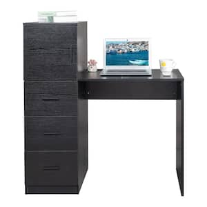 41.15 in. Black Computer Desk Type-H with 3-Drawer 2 USB