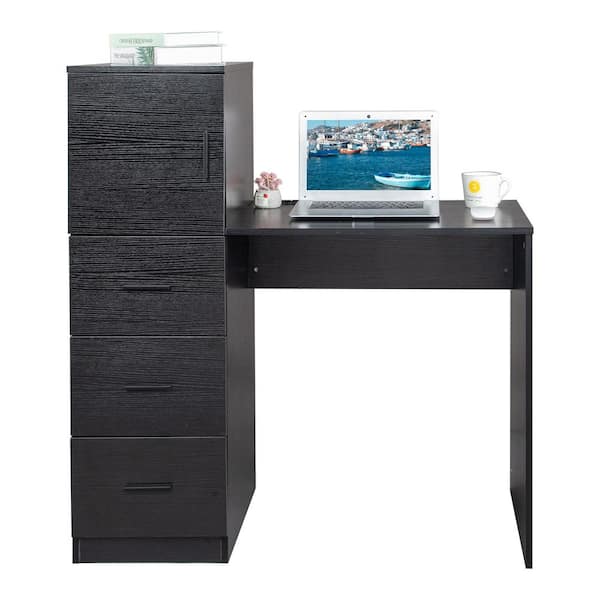 Karl home 41.15 in. Black Computer Desk Type-H with 3-Drawer 2 USB