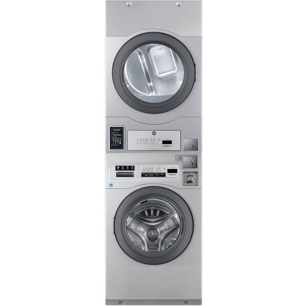 Crossover Commercial Grey Laundry Center with 3.5 cu. ft. Washer and 7 cu. ft. Electric Dryer,Coin-Operated and Free Use