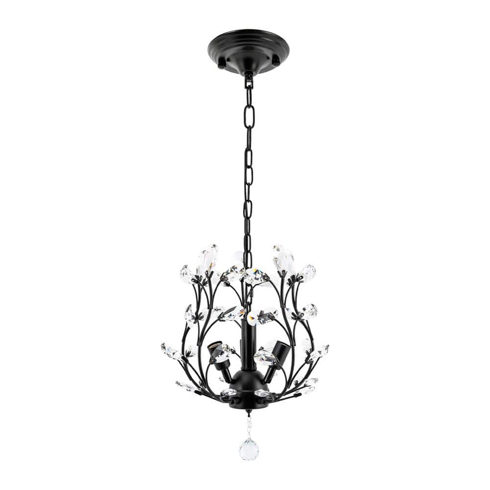 3-Light Black Modern K9 Crystal Chandelier Hanging Lamp for Bedroom Living Room with No Bulbs Included price history on PriceWatchPro