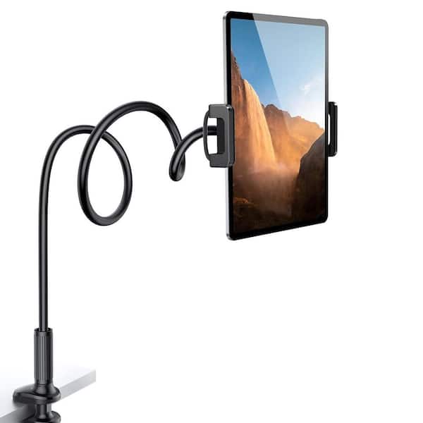 Gooseneck Tablet Mount Holder Flexible Arm Clamp for Bed Compatible with 4.7-11 in. Devices Black