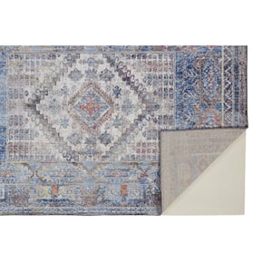 8 X 10 Blue and Ivory Floral Area Rug