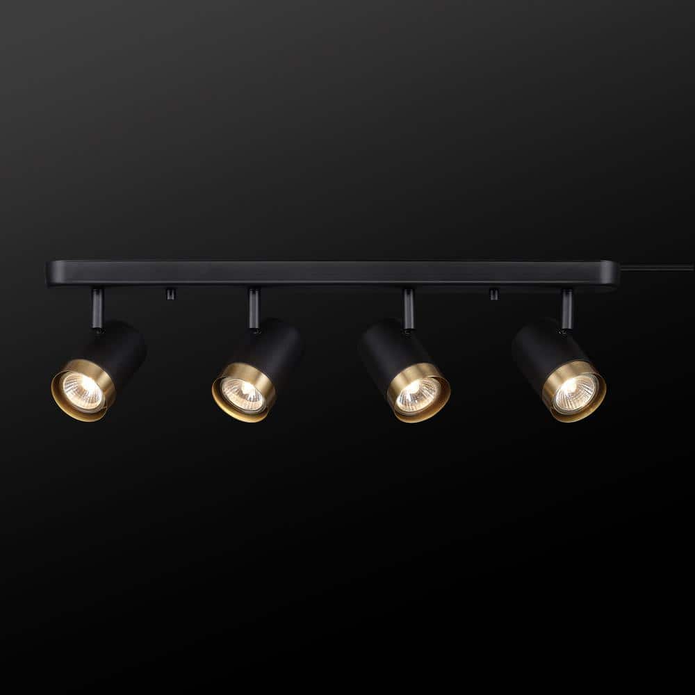 Matte Black 22'' 4-Light Plug-In Track Lighting Kit