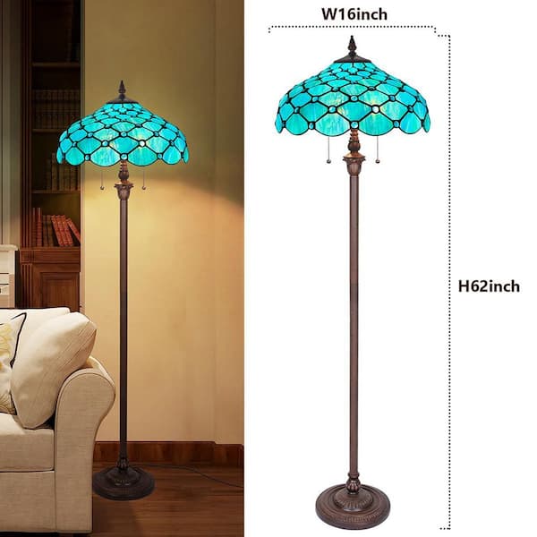 VINPLUS 62 in. Dark Bronze Tiffany Floor Lamp Antique Style