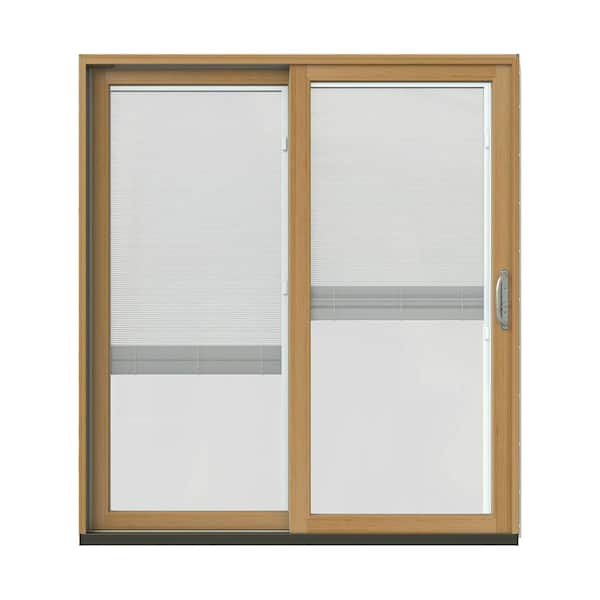 JELD-WEN 72 in. x 80 in. W-2500 Contemporary Silver Clad Wood Left-Hand Full Lite Sliding Patio Door w/Stained Interior