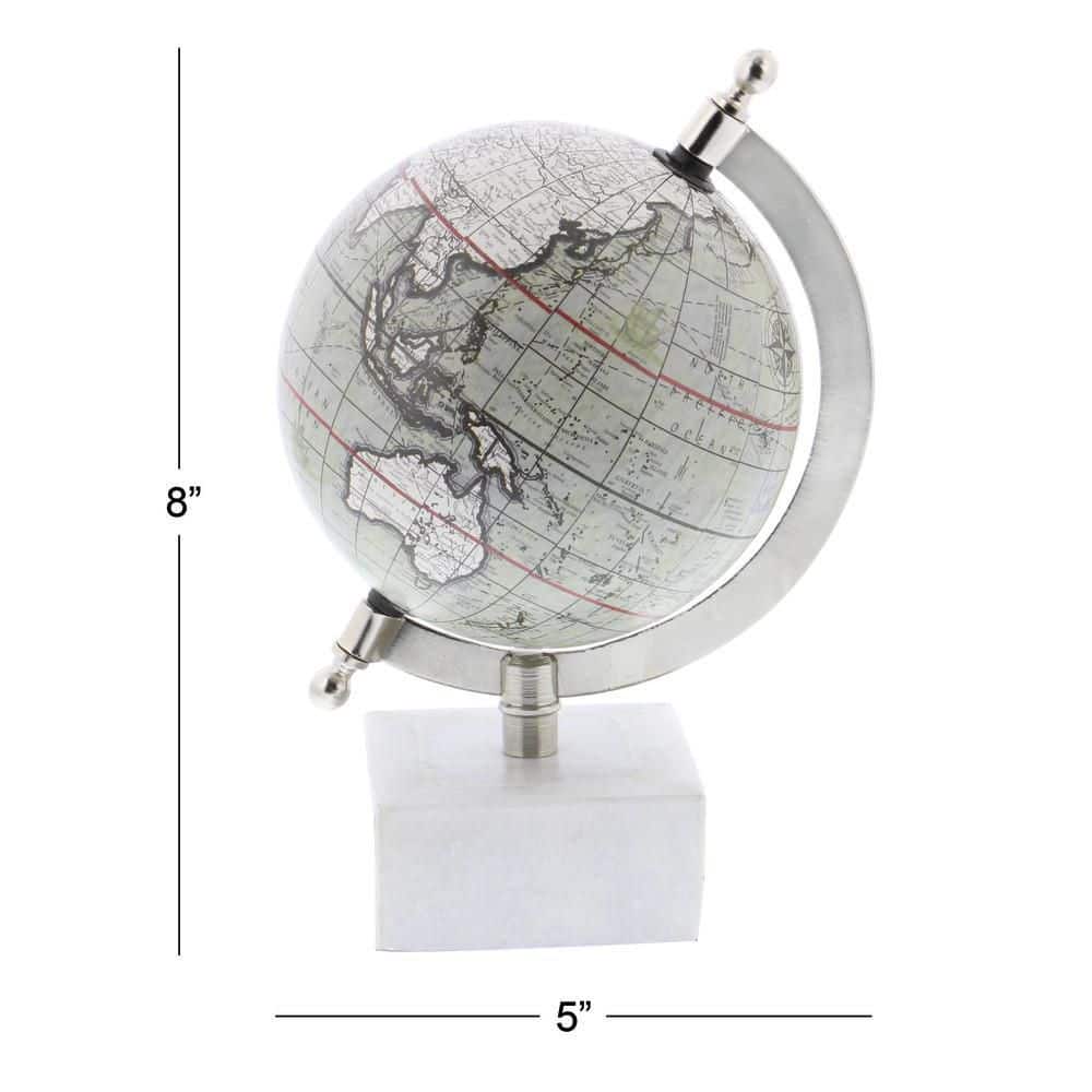 6" White Marble Base Globe Decorative Accent