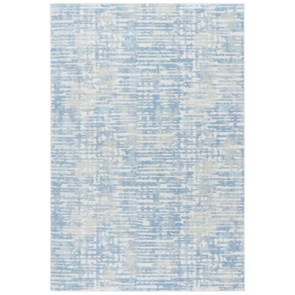 SAFAVIEH Bayside Ivory/Blue 4 ft. x 6 ft. Machine Washable Parallel Striped Area Rug