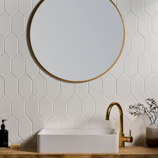 Casablanca Blanco White 3.93 in. x 7.87 in. Picket Glossy Porcelain Floor and Wall Tile (3.53 sq. ft./ Case)