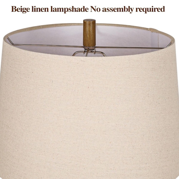 Rottogoon 28 in. Clear Spiral Glass Table Lamp with Beige Linen