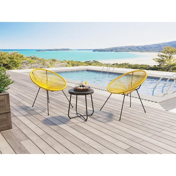 Velago Acapulco Neo Yellow 3-Piece Metal Outdoor Bistro Set