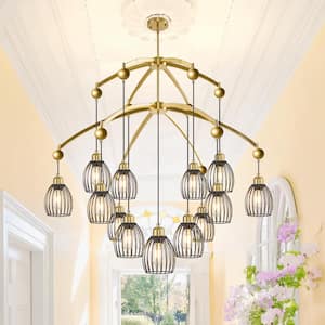 Retro 13-light Vintage Wrought Iron Gold Creative Ceiling Chandelier for Kitchen Island Dining Living Room Bedroom