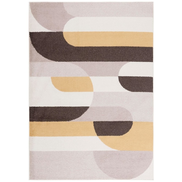 Adirondack 5 ft. x 7 ft. Beige/Yellow Geometric Parallel Area Rug
