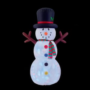 HOMCOM 8ft Tall Giant Outdoor Indoor Inflatable Snowman Christmas Decoration for Lawn Yard with Hat Scarf LED Lights Carrying Merry Christmas Banner Red Green and White