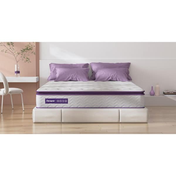 8 in. Medium Firmnes Spring Pillow Top Full Mattress in White