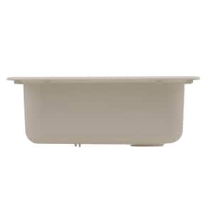 Drop-In/Undermount Solid Surface 25 in. 1-Hole Single Bowl Kitchen Sink in Bone